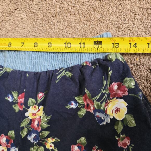 Vintage Floral Pull On Shorts Women M Denim Trim Lounge Pockets Cottage Boho 90s - Picture 8 of 10